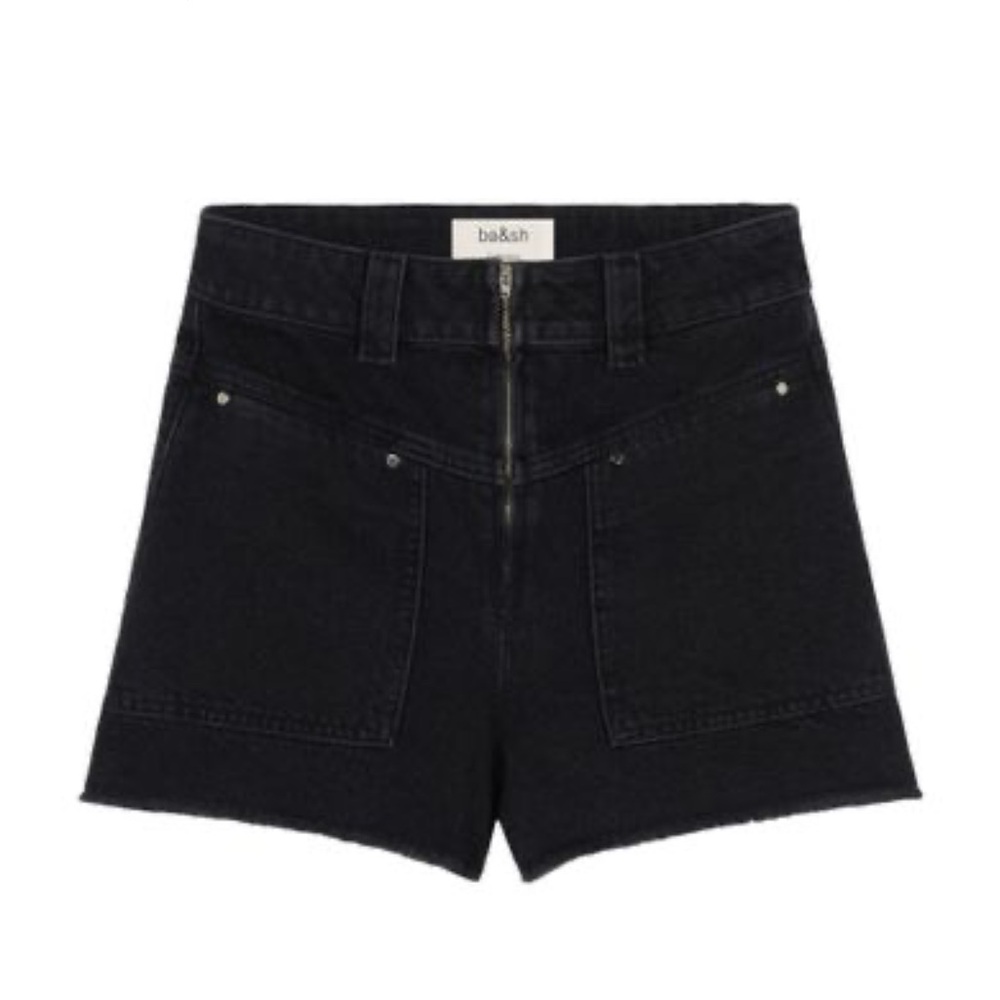 ba&sh “David Short” black jean cutoff shorts size 0